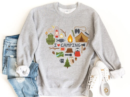 I Love Camping Sweatshirt, Camping Gift, Camp Lover Sweatshirt, Camper Crewneck Sweater