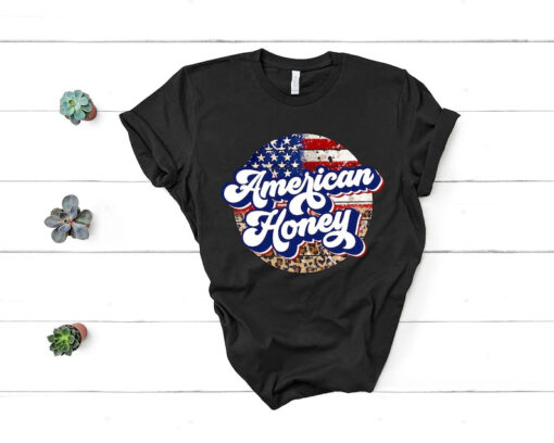 American Honey Leopard Flag Shirt,American Honey Tee, Retro 4th Of July Shirt, Happy 4th Of July, Memorial Day Shirt