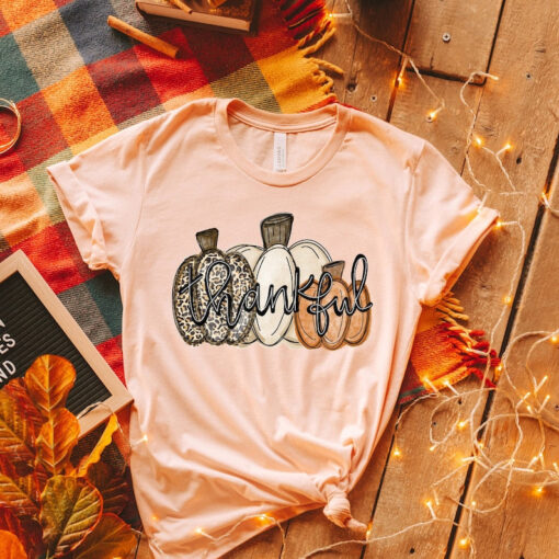 Thanksgiving Shirt, Cheetah Pumpkin Shirt, Thankful Shirt,Fall Shirt, Hello Pumpkin,Family Matching Shirt