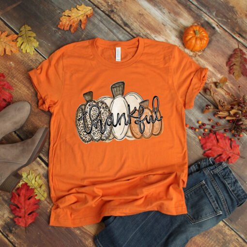 Thanksgiving Shirt, Cheetah Pumpkin Shirt, Thankful Shirt,Fall Shirt, Hello Pumpkin,Family Matching Shirt