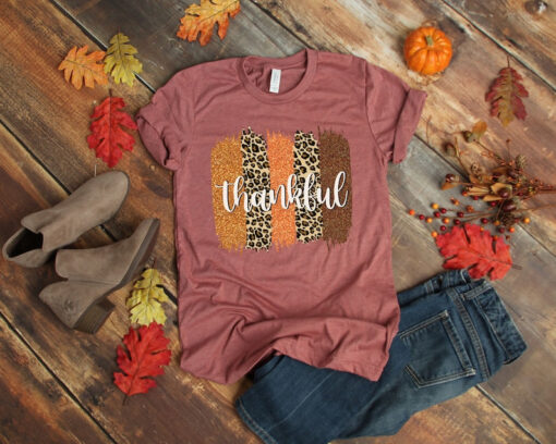 Thankful T Shirt Thankful Shirt Thanksgiving T Shirt Fall T Shirt Autumn T Shirt Leopard Thanksgiving