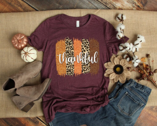 Thankful T Shirt Thankful Shirt Thanksgiving T Shirt Fall T Shirt Autumn T Shirt Leopard Thanksgiving