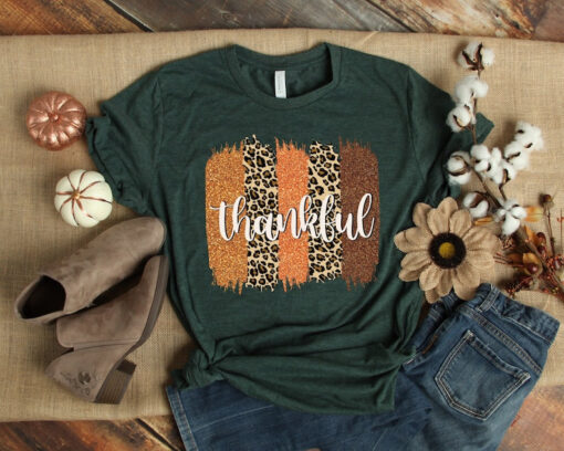 Thankful T Shirt Thankful Shirt Thanksgiving T Shirt Fall T Shirt Autumn T Shirt Leopard Thanksgiving