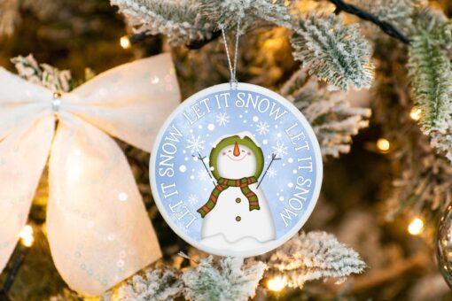 Let It Snow Ornament, Custom Christmas Ornament, Custom Family Tree Keepsake, Snowman Ornament, Christmas Gift