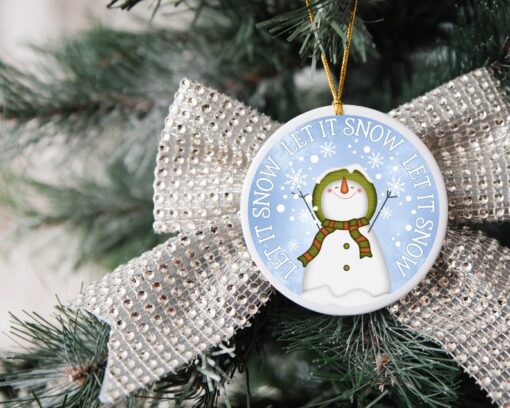 Let It Snow Ornament, Custom Christmas Ornament, Custom Family Tree Keepsake, Snowman Ornament, Christmas Gift