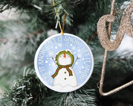 Let It Snow Ornament, Custom Christmas Ornament, Custom Family Tree Keepsake, Snowman Ornament, Christmas Gift