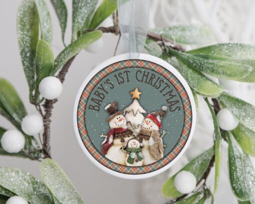 Baby's First Christmas Ornament, Custom Christmas Ornament, Custom Family Tree Keepsake, Ceramic Ornament, Christmas Gift