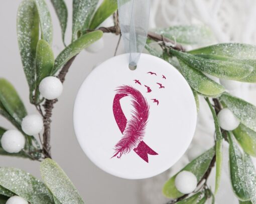 Breast Cancer Ornament, Custom Christmas Ornament, Family Tree Keepsake, Breast Cancer Support Ornament