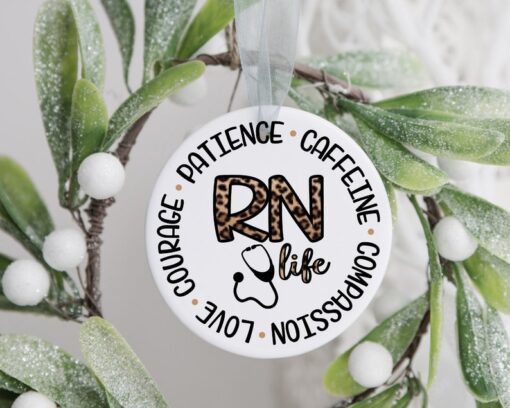 RN Life Ornament, Custom Christmas Ornament, Nurse Ornament, Custom Family Tree Keepsake, Ceramic Ornament, Christmas Gift