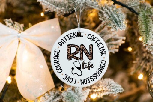 RN Life Ornament, Custom Christmas Ornament, Nurse Ornament, Custom Family Tree Keepsake, Ceramic Ornament, Christmas Gift