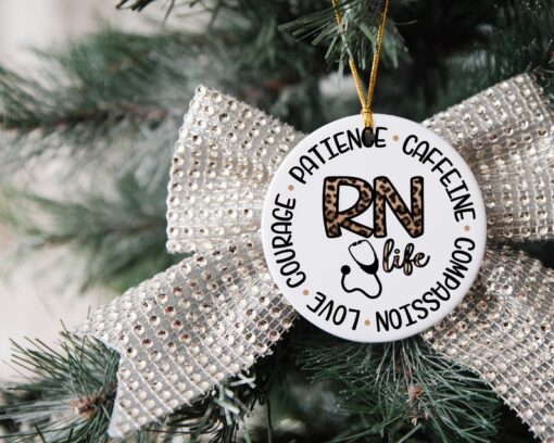 RN Life Ornament, Custom Christmas Ornament, Nurse Ornament, Custom Family Tree Keepsake, Ceramic Ornament, Christmas Gift