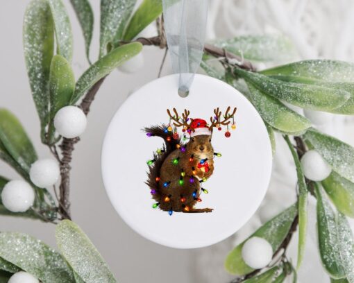 Christmas Squirrel Lights Ornament, Custom Christmas Ornament, Memorial Ornament, Custom Family Tree Keepsake