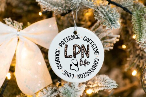 LPN Life Ornament, Custom Christmas Ornament, Nurse Ornament, Custom Family Tree Keepsake, Ceramic Ornament, Christmas Gift