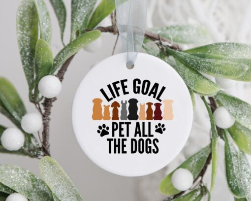 Life Goal Pet All The Dogs Ornament, Custom Christmas Ornament, Custom Family Tree Keepsake, Ceramic Ornament, Christmas Gift