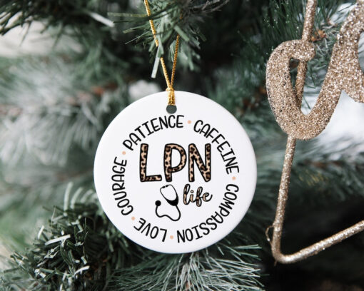 LPN Life Ornament, Custom Christmas Ornament, Nurse Ornament, Custom Family Tree Keepsake, Ceramic Ornament, Christmas Gift