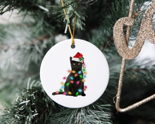 Christmas Cat Lights Ornament, Custom Christmas Ornament, Christmas Light Ornament, Custom Family Tree Keepsake