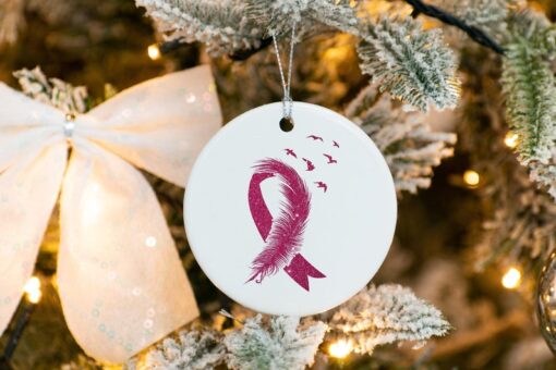 Breast Cancer Ornament, Custom Christmas Ornament, Family Tree Keepsake, Breast Cancer Support Ornament