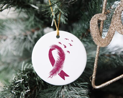 Breast Cancer Ornament, Custom Christmas Ornament, Family Tree Keepsake, Breast Cancer Support Ornament