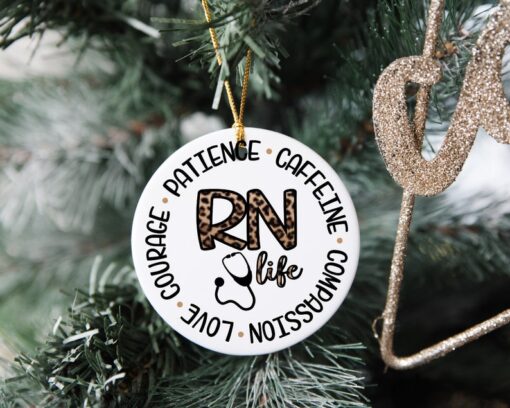 RN Life Ornament, Custom Christmas Ornament, Nurse Ornament, Custom Family Tree Keepsake, Ceramic Ornament, Christmas Gift