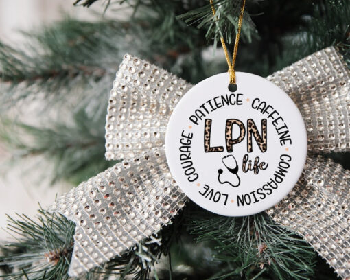 LPN Life Ornament, Custom Christmas Ornament, Nurse Ornament, Custom Family Tree Keepsake, Ceramic Ornament, Christmas Gift