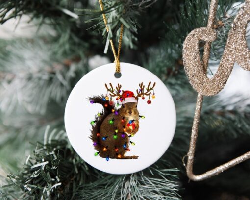 Christmas Squirrel Lights Ornament, Custom Christmas Ornament, Memorial Ornament, Custom Family Tree Keepsake