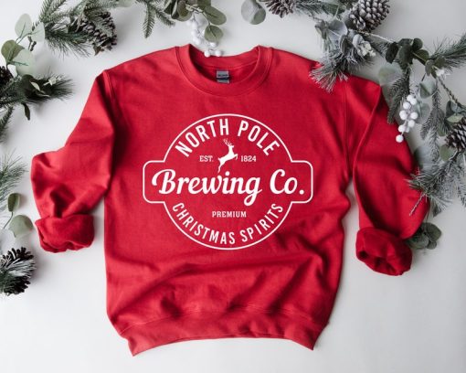 North Pole Brewing Co Sweatshirt, Christmas Sweatshirt, Premium Christmas Spirit, Brewing Co Sweatshirt