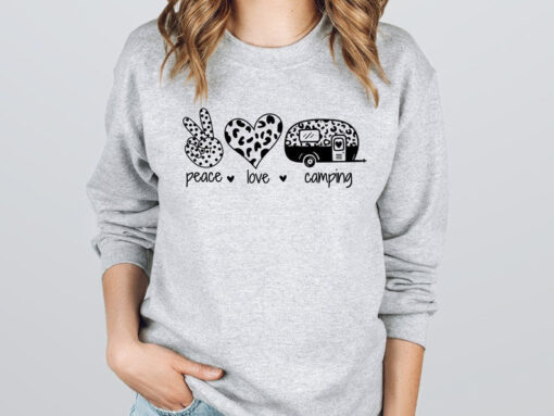 Peace Love Camping Sweatshirt, Camping Crewneck, Peace Love Camping Pullover, Camping Lover Sweatshirt