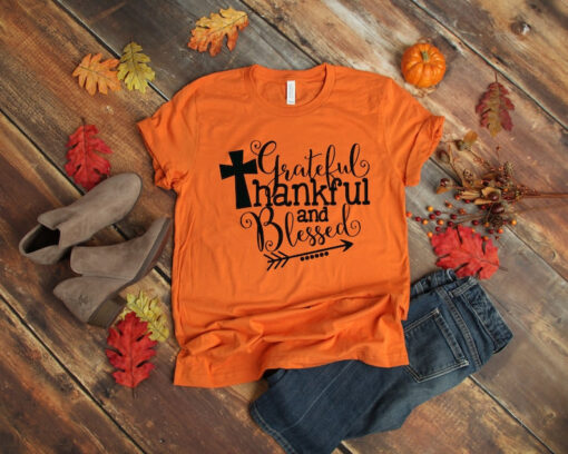 Thankful Grateful Blessed Shirt, Pumpkin Tee, Buffalo Plaid Thanksgiving Shirt, Thanksgiving Family Shirt