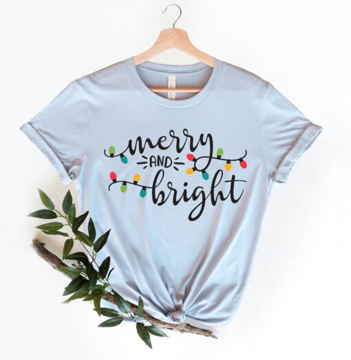 Merry and Bright Shirt, Christmas Lights Shirt, Gift for Christmas, Family Christmas Shirts, Merry Christmas Shirt