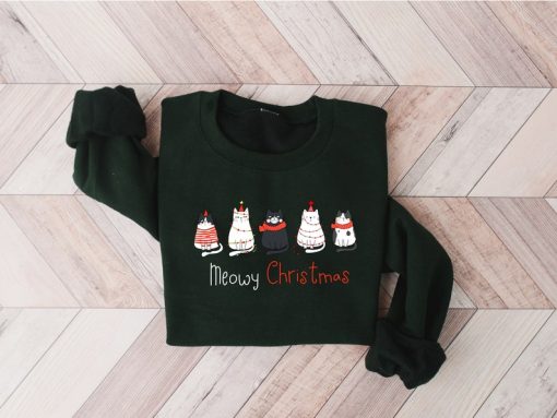 Meowy Christmas Sweatshirt, Christmas Cat Shirt, Merry Christmas, Cat Lover Shirt, Christmas Gift