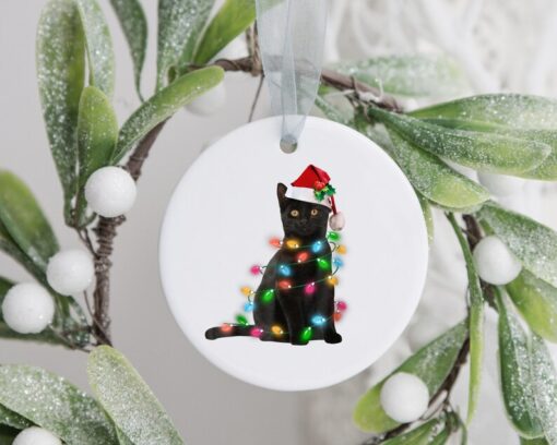 Christmas Cat Lights Ornament, Custom Christmas Ornament, Christmas Light Ornament, Custom Family Tree Keepsake