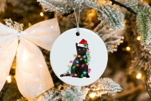 Christmas Cat Lights Ornament, Custom Christmas Ornament, Christmas Light Ornament, Custom Family Tree Keepsake