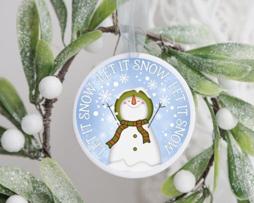 Let It Snow Ornament, Custom Christmas Ornament, Custom Family Tree Keepsake, Snowman Ornament, Christmas Gift