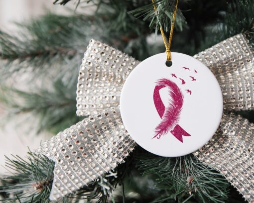 Breast Cancer Ornament, Custom Christmas Ornament, Family Tree Keepsake, Breast Cancer Support Ornament