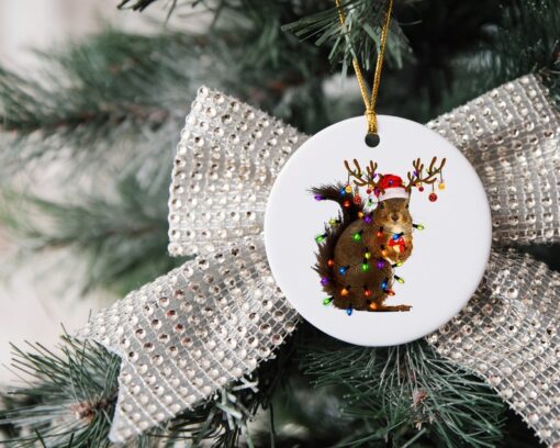 Christmas Squirrel Lights Ornament, Custom Christmas Ornament, Memorial Ornament, Custom Family Tree Keepsake