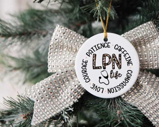 LPN Life Ornament, Custom Christmas Ornament, Nurse Ornament, Custom Family Tree Keepsake, Ceramic Ornament, Christmas Gift