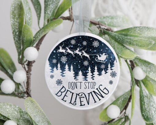 Don't Stop Believing Ornament, Custom Christmas Ornament, Memorial Ornament, Custom Family Tree Keepsake, Ceramic Ornament