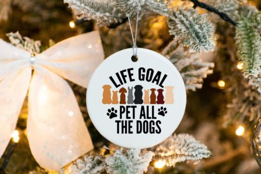 Life Goal Pet All The Dogs Ornament, Custom Christmas Ornament, Custom Family Tree Keepsake, Ceramic Ornament, Christmas Gift