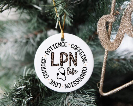 LPN Life Ornament, Custom Christmas Ornament, Nurse Ornament, Custom Family Tree Keepsake, Ceramic Ornament, Christmas Gift