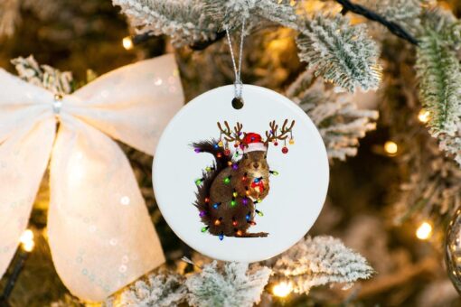 Christmas Squirrel Lights Ornament, Custom Christmas Ornament, Memorial Ornament, Custom Family Tree Keepsake