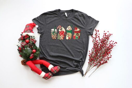 Christmas Coffee Sweatshirt, Christmas Shirt, Coffee Lover Gift Worker Winter Christmas Snowman Latte Coffee Lover