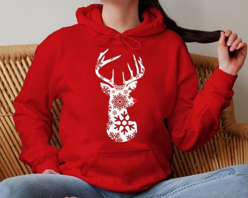 Christmas Deer Hoodie, Deer Head Hoodie, Christmas hoodie, Christmas graphic, Christmas gift