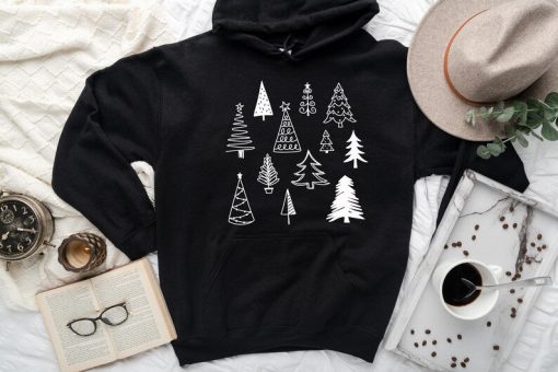 Christmas Trees Hoodie, Trees botanical Hoodie, Christmas hoodie, Christmas graphic, Christmas gift