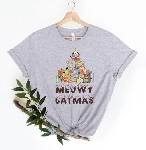 Meowy Christmas Shirt, Christmas Cat Shirt, Merry Christmas, Christmas Gift For Cat Mom Gifts For Cat Lover