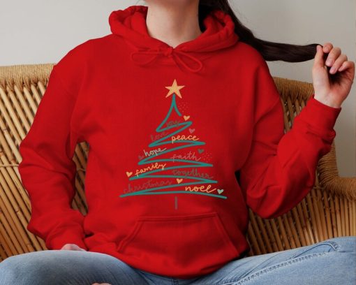 Christmas tree hoodie, Christmas hoodie, noel tree hoodie, joy new year faith hoodie, Christmas gift, hoodie gift