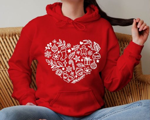 Christmas Heart Hoodie, Christmas Hoodie, Christmas gift, hoodie gift, Christmas graphic, Hoodie graphic