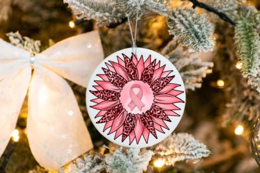 Breast Cancer Ornament, Christmas Ornament, Cancer Ornament, Pink Ribbon Ornament, Cancer Survivor Gift