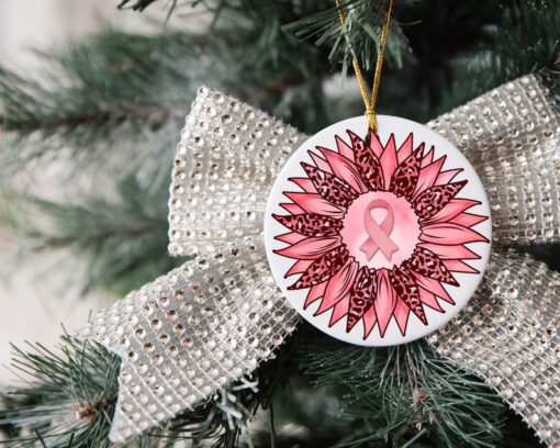 Breast Cancer Ornament, Christmas Ornament, Cancer Ornament, Pink Ribbon Ornament, Cancer Survivor Gift