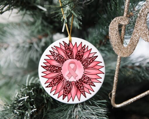 Breast Cancer Ornament, Christmas Ornament, Cancer Ornament, Pink Ribbon Ornament, Cancer Survivor Gift