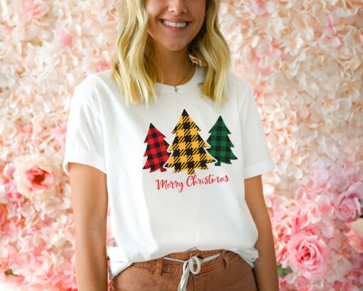 Christmas Trees Shirt, Family Matching T-Shirt, Merry Christmas Family Tee, Christmas Pajama Shirt For Mom